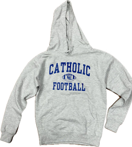 Catholic Football Hooded Sweatshirt Grey- YOUTH