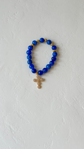 Royal & Gold Cross Bracelet