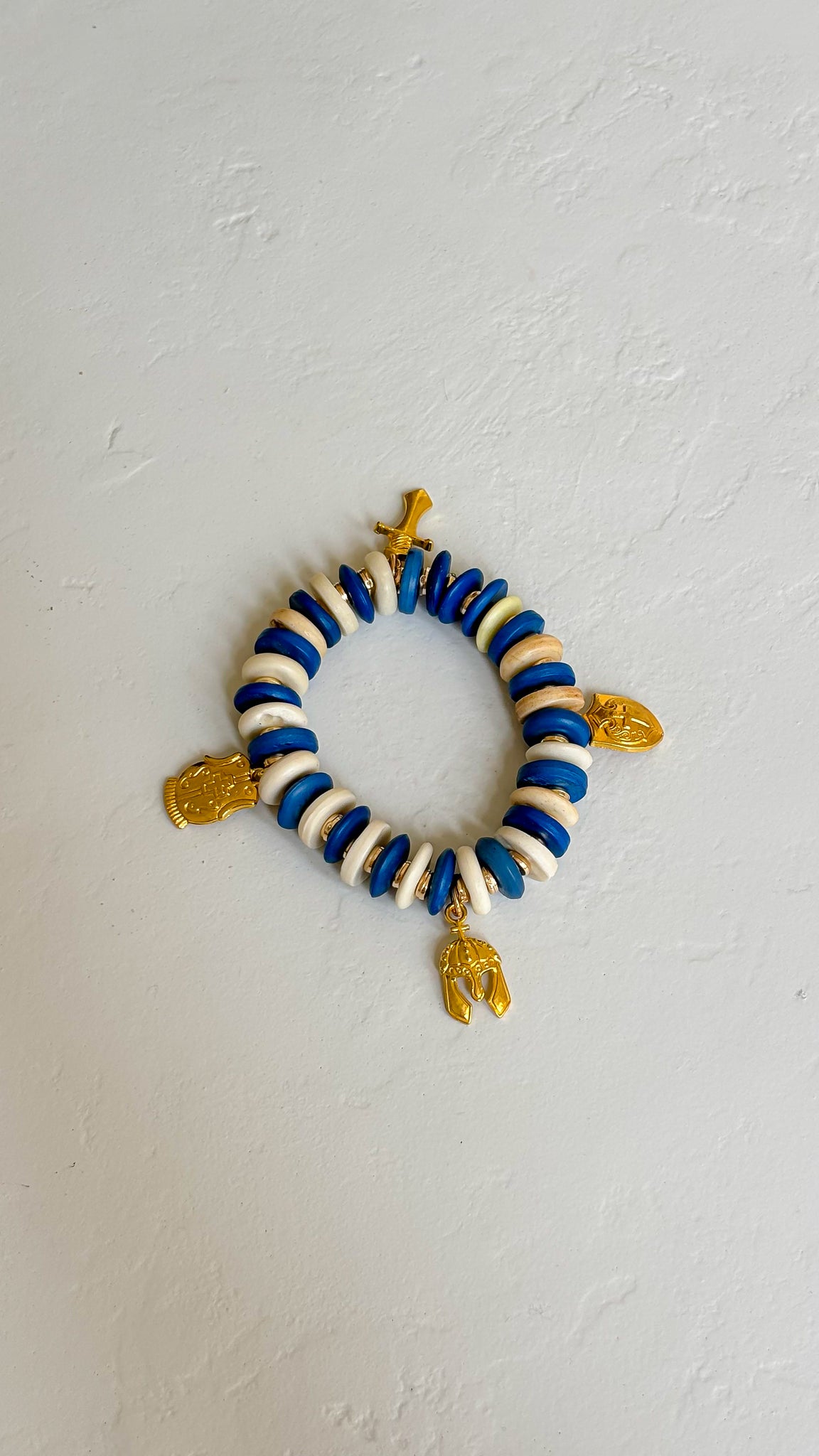 Royal & White Armor Charm Bracelet