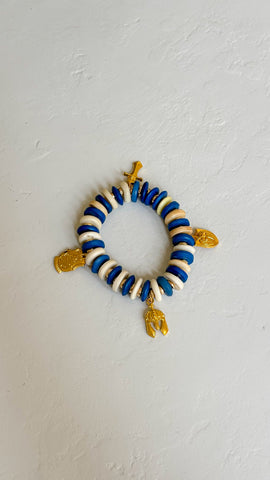 Royal & White Armor Charm Bracelet