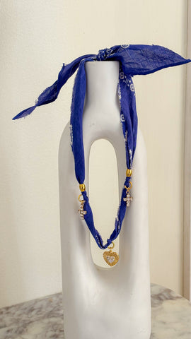 Bandana Scarf Necklace - Heart & Cross