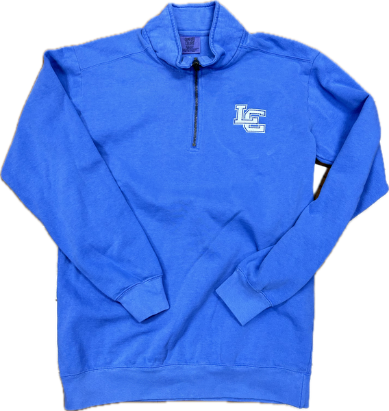 LC Embroidery Comfort Colors 1/4 Zip Sweatshirt - Flo Blue