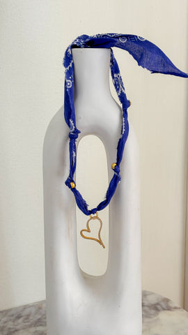 Bandana Scarf Necklace - Open Heart