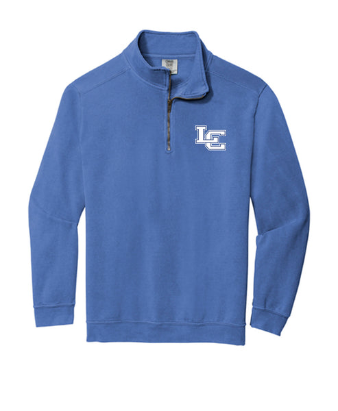 LC Embroidery Comfort Colors 1/4 Zip Sweatshirt - Flo Blue