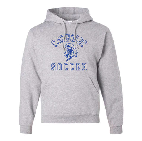 Catholic Soccer - Jerzees Hooded Sweatshirt - Grey