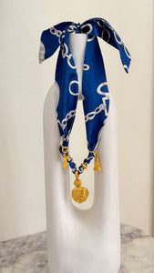 Scarf Necklace - Royal/Gold Coin