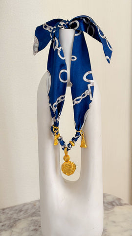 Scarf Necklace - Royal/Gold Coin