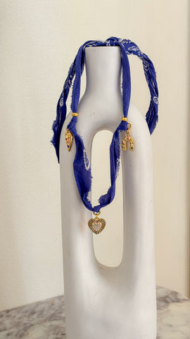 Bandana Scarf Necklace - Heart & Horseshoe