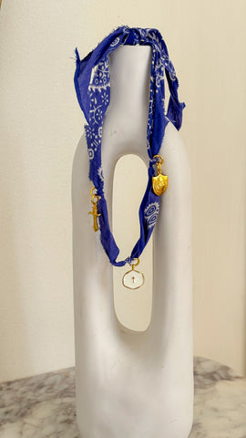 Bandana Scarf Necklace - White Circle Cross