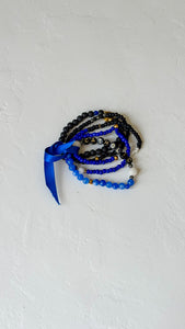 Royal/Black Beaded Catholic Bracelet Set