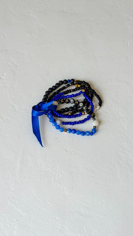 Royal/Black Beaded Catholic Bracelet Set