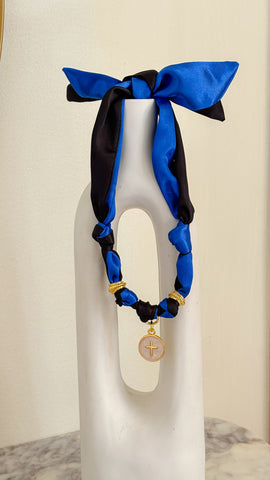 Scarf Necklace - Royal/Circle Cross