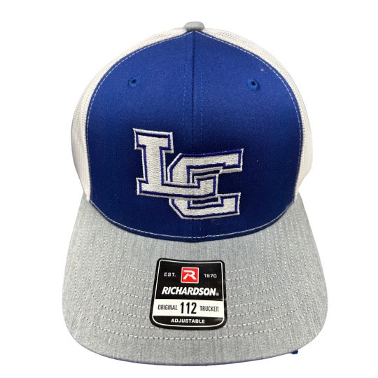 LC white mesh back hat gray/blue
