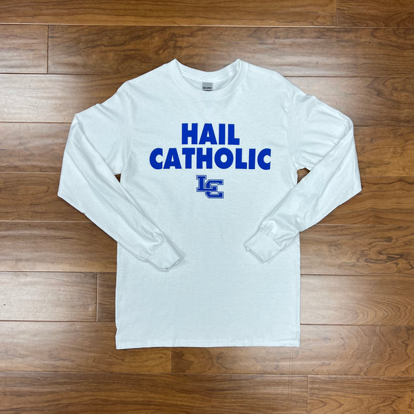 Hail Catholic Long Sleeve T-Shirt - White